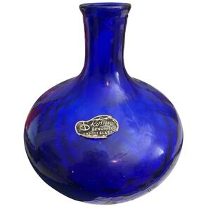Luminaria Rossina Genuine Empoli Glass Cobalt Blue Diamond Art Vase